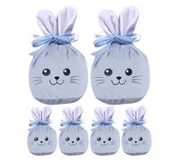 Bolsas De Conejito - 6 Piezas 12x10cm Bonitas Reutilizables De Terciopelo | Bolsas de Conejo de Pascua Decoración de Primavera,para Niños, Fiesta, Cumpleaños, Golosinas y Regalos