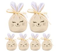 Bolsas de conejo, 6 bolsas de almacenamiento de terciopelo reutilizables de 12 x 10 cm, suministros de de Pascua para el hogar, escuela, alimentos, dulces, niños, niñas, niños, cumpleaños