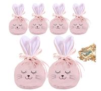 Bolsas de conejo - 6 unidades de 120 x 100 mm de terciopelo divertido con cordón | Bolsas reutilizables para dulces | para cumpleaños, niñas, niñas, casa, escuela, aperitivos, caramelos, joyas