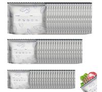 Bolsas de congelación con cremallera, 60 unidades, reutilizables, con cierre de papel de aluminio, bolsas con cremallera y etiqueta, adecuadas para guardar verduras, mariscos, carnes