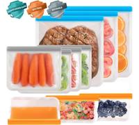 Bolsas de congelación reutilizables, 10 unidades, de silicona, 3 l, 1,35 l, 0,55 l, sin BPA, reutilizables, para congelar, aptas para lavavajillas, con cremallera