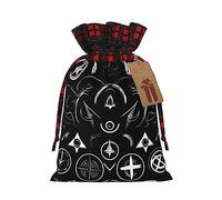 Bolsas de cordón con diseño de símbolos sobrenaturales con estampado negro, bolsas de regalo de Navidad, bolsas de regalo de fiesta