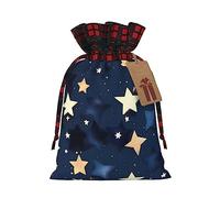 Bolsas de cordón con estampado de cielo y estrellas azul marino, bolsas de regalo de Navidad, bolsas de regalo de fiesta