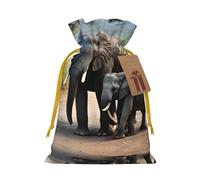 Bolsas de cordón con estampado de elefante y elefante bebé para regalos, bolsas de regalo de tela reutilizables, para regalos de vacaciones y fiestas