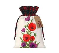 Bolsas de cordón con estampado de flores de amapola, bolsa de bocadillos de caramelos, bolsas reutilizables para envolver y almacenar, talla M