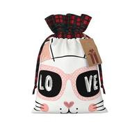Bolsas de cordón con estampado de gato rosa con amor, bolsa de bocadillos de caramelos, bolsas reutilizables para envolver y almacenar, talla M