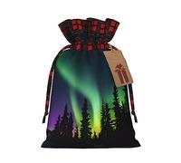 Bolsas de cordón con estampado de luces del norte oscuras, bolsas de regalo de Navidad, bolsas de regalo de Navidad, bolsa de recuerdo de fiesta