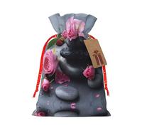 Bolsas de cordón con estampado de piedras y rosas de spa para regalos, bolsas de regalo de tela reutilizables, para regalos de vacaciones y fiestas