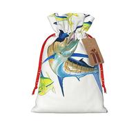 Bolsas de cordón de caramelo, bolsas de envoltura de Navidad, bolsas de golosinas de Navidad, bolsa de recuerdo de fiesta de Navidad, arte de pescado