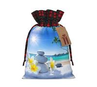 Bolsas de cordón de celosía, bolsas de regalo de Navidad, bolsas de regalo de Navidad, bolsa de recuerdo de fiesta de Navidad, flor tropical y piedra zen