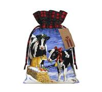 Bolsas de cordón de celosía, bolsas de regalo de Navidad, bolsas de regalo de Navidad, bolsa de recuerdo de fiesta de Navidad, vaca de leche de nieve
