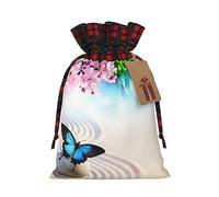 Bolsas de cordón de celosía, bolsas de regalo de Navidad, bolsas de regalo de Navidad, bolsa de recuerdo de fiesta de Navidad, diseño zen de mariposa