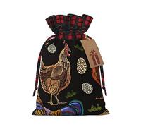 Bolsas de cordón de celosía, bolsas de regalo de Navidad, bolsas de regalo de Navidad, bolsa de recuerdo de fiesta de Navidad, estampado de pollo