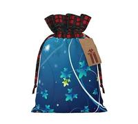 Bolsas de cordón de celosía, bolsas de regalo de Navidad, bolsas de regalo de Navidad, bolsa de recuerdo de fiesta de Navidad, mini remolino de flores azules