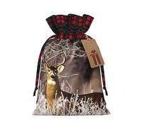 Bolsas de cordón de celosía, bolsas de regalo de Navidad, bolsas de regalo de Navidad, bolsa de recuerdo de fiesta de Navidad, ciervo de cola blanca