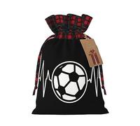 Bolsas de cordón de celosía, bolsas de regalo de Navidad, bolsas de regalo de Navidad, bolsa de recuerdo de fiesta de Navidad, I Love Soccer