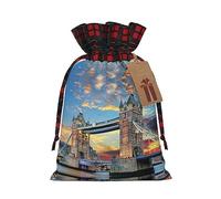 Bolsas de cordón de celosía, bolsas de regalo de Navidad, bolsas de regalo de Navidad, bolsa de recuerdo de fiesta de Navidad, puente torre en Londres