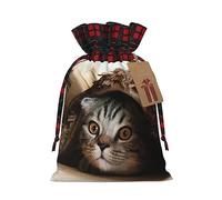 Bolsas de cordón de celosía, bolsas de regalo de Navidad, bolsas de regalo de Navidad, bolsa de recuerdo de fiesta de Navidad, bolsa de gato debajo de la manta