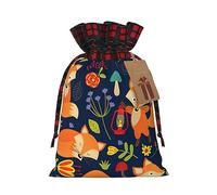 Bolsas de cordón de celosía, bolsas de regalo de Navidad, bolsas de regalo de Navidad, bolsa de recuerdo de fiesta de Navidad, lindo animal zorro flor