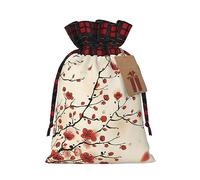 Bolsas de cordón de celosía, bolsas de regalo de Navidad, bolsas de regalo de Navidad, bolsa de recuerdo de fiesta de Navidad, primavera japonesa, ciruela floral
