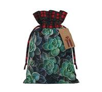 Bolsas de cordón de celosía, bolsas de regalo de Navidad, bolsas de regalo de Navidad, bolsa de recuerdo de fiesta de Navidad, suculenta verde
