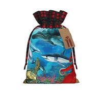 Bolsas de cordón de celosía, bolsas de regalo de Navidad, bolsas de regalo de Navidad, bolsa de recuerdos de fiesta de Navidad, delfines, tortugas marinas, tiburón, pulpo, arrecife de coral