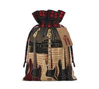 Bolsas de cordón de celosía, bolsas de regalo de Navidad, bolsas de regalo de Navidad, bolsa de recuerdos de fiesta de Navidad, guitarra, bajo, música, instrumentos musicales