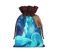 Bolsas de cordón de celosía, bolsas de regalo de Navidad, bolsas de regalo de Navidad, bolsa de recuerdo de fiesta de Navidad, zorro azul mágico