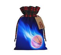 Bolsas de cordón de celosía, bolsas de regalo de Navidad, bolsas de regalo de Navidad, bolsa de recuerdo de fiesta de Navidad, pelota de baloncesto de fuego azul