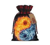Bolsas de cordón de celosía, bolsas de regalo de Navidad, bolsas de regalo de Navidad, bolsa de recuerdo de fiesta de Navidad, yin yang agua de fuego
