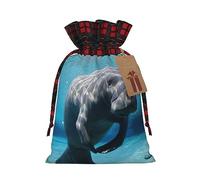 Bolsas de cordón de celosía, bolsas de regalo de Navidad, bolsas de regalo de Navidad, bolsa de recuerdo de fiesta de Navidad, lindo manatí de animales marinos
