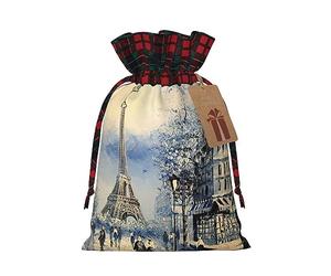 Bolsas de cordón de celosía, bolsas de regalo de Navidad, bolsas de regalo de Navidad, bolsa de recuerdo de fiesta de Navidad, romántica Torre Eiffel de París