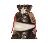 Bolsas de cordón para caramelos, bolsas de envoltura de Navidad, bolsas de golosinas de Navidad, bolsa de recuerdo de fiesta de Navidad, bolsa de gato debajo de la manta