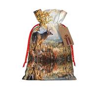 Bolsas de cordón para caramelos, bolsas de envoltura de Navidad, bolsas de golosinas de Navidad, bolsa de recuerdos de fiesta de Navidad, arte de vida silvestre de ciervos