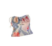 Bolsas de cosméticos con cordón floral para pintalabios, cosméticos, monederos, llaves, auriculares, de algodón, organizador de maquillaje, bolsas de bolsillo, Tulipanes rosas de 14 x 16 cm, Talla