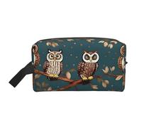 Bolsas de cosméticos con diseño de búhos en ramas de árbol para mujer, bolsa de maquillaje pequeña para bolso, bolsa de maquillaje de viaje con cremallera, Búhos en ramas de árboles, Talla única