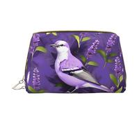 Bolsas de cosméticos con estampado de lunares blancos y negros, bolsa de maquillaje pequeña para bolso, bolsa de cosméticos, bolsa de aseo para mujer, viaje, Pájaro en flores de lavanda púrpura, Talla