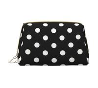 Bolsas de cosméticos con estampado de té de la tarde negra, bolsa de maquillaje pequeña para bolso, bolsa de cosméticos, bolsa de aseo para mujer, viaje, negro, blanco, (Black and White Polka Dots