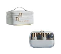 Bolsas de cosméticos de 2 piezas, una grande y otra pequeña,9.64x8.07x4.92 in Bolsa de maquillaje de gran capacidad,Bolsa de maquillaje de 3 niveles con cremallera,Bolsa de maquillaje multipartición c