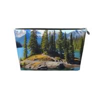 Bolsas de cosméticos de Cuero sintético, Estuche de Almacenamiento con Cremallera de Gran Capacidad, Organizador de Maquillaje Spirit Island In Lake, Bolsa de Viaje portátil para artículos de Tocado