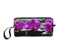 Bolsas de cosméticos de orquídea mariposa morada para mujer, bolsa de maquillaje portátil, bolsa de almacenamiento de viaje, bolsa de recepción diaria, bolsa de aseo de gran capacidad, color blanco,