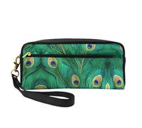 Bolsas de cosméticos de plumas de pavo real verde para mujer, bolsa de aseo de viaje, organizador de accesorios, bolsa con cremallera, idea de regalo, Black, Talla única, Neceser de maquillaje