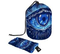 Bolsas de cosméticos de viaje, bolsa de maquillaje con diseño de ojos azules de Dios, para mujeres, portátil, plegable, multifuncional, organizador redondo, Art Blue Eyes of God,