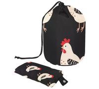 Bolsas de cosméticos de viaje, bolsa de maquillaje, divertida y bonita gallina blanca, portátil, plegable, multifuncional, organizador redondo, Divertido y lindo pollo blanco,