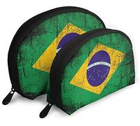Bolsas de cosméticos de viaje con bandera de Brasil para mujer, impermeables, 2 piezas, bolsa de embrague para maquillaje, bolsa organizadora de cosméticos y artículos de tocador, bolsa de viaje por