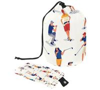 Bolsas de cosméticos de viaje con cordón, bolsa de maquillaje de barril, bonita gente pequeña que juega al golf, organizador grande de artículos de tocador impermeable para mujeres, Cute Little People