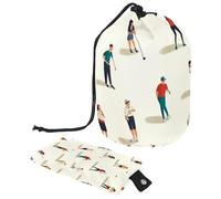 Bolsas de cosméticos de viaje con cordón, bolsa de maquillaje de barril, con ilustración de golf, organizador grande impermeable para mujeres, La gente disfruta de la ilustración del golf,