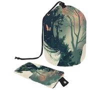 Bolsas de cosméticos de viaje con cordón, bolsa de maquillaje de barril para humanos, organizador grande impermeable para mujeres, Humanos y naturaleza, 9.9x6.9in/25.2x17.6cm;6x3.5in/15.2x8.8cm,