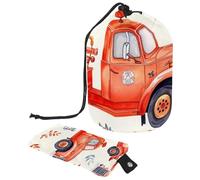 Bolsas de cosméticos de viaje con cordón, bolsa de maquillaje de barril rojo, pequeño camión de bomberos, organizador grande impermeable para mujeres, Red Little Fire Truck,