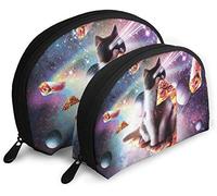 Bolsas de cosméticos de viaje para mujer, diseño de pizza, gato, arcoíris, láser, taco, burrito, impermeables, 2 piezas, bolsa de maquillaje, organizador de cosméticos y artículos de tocador, bolsa